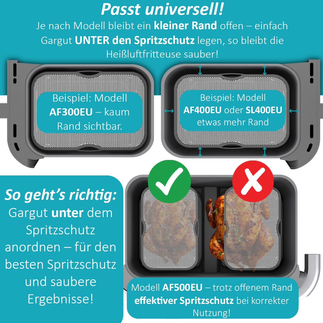 ZauberFry | Universeller Spritzschutz für Ninja AF300EU, SL300EU, AF500EU, SL400EU (2er - Set) - Wundermix GmbH