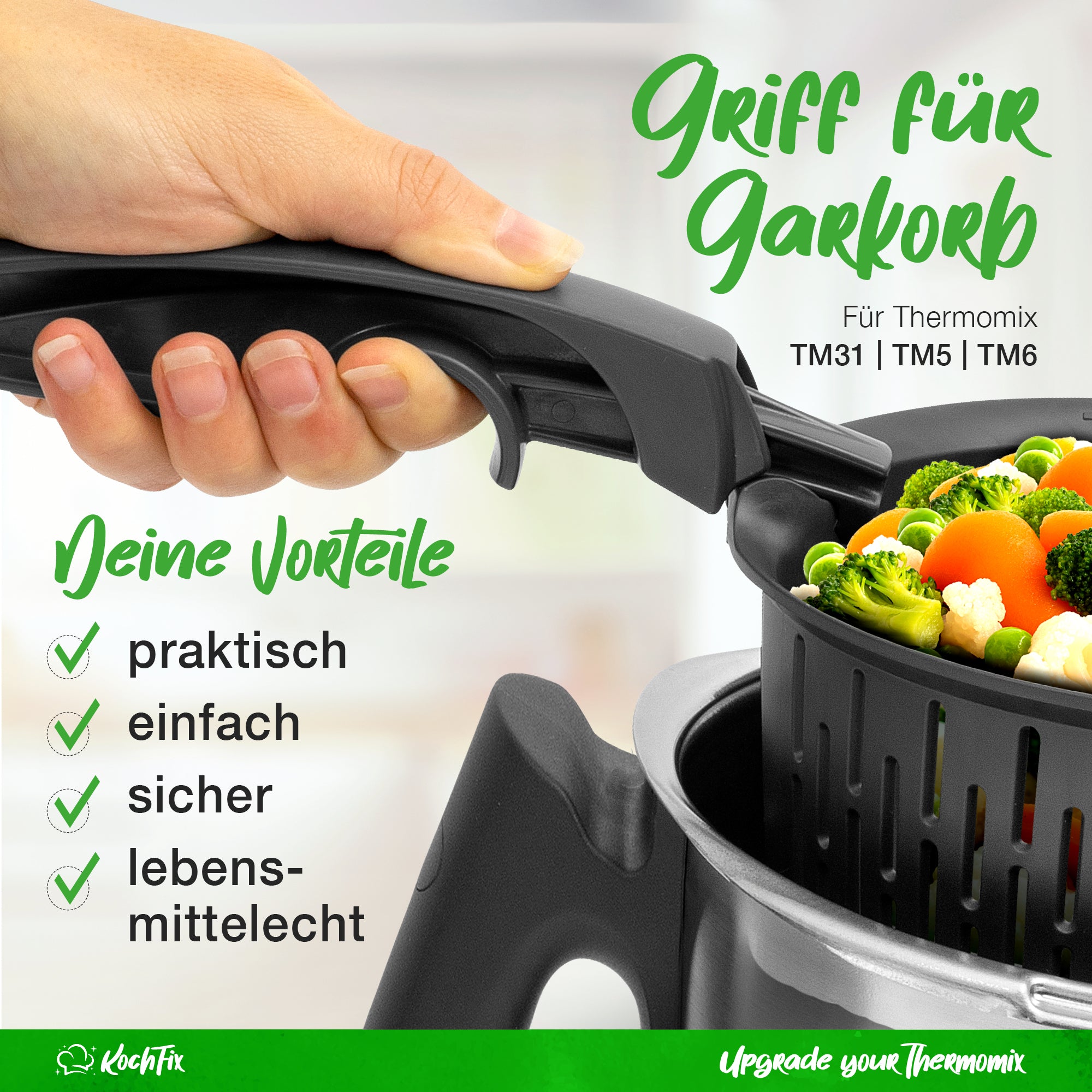 KochFix Garkorb - Griff für Thermomix - Gareinsatz TM7, TM6, TM5, TM31 - Wundermix GmbH