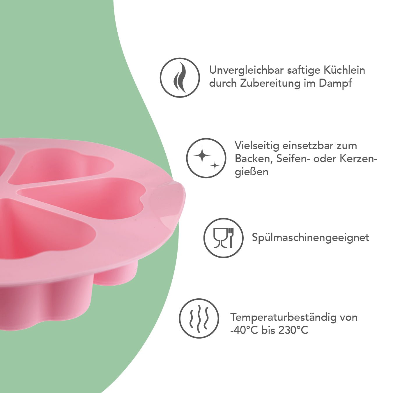 Silikon - Muffinform rosa Herzen - ideal für Varoma und Dampfgaraufsatz Monsieur Cuisine - Wundermix GmbH